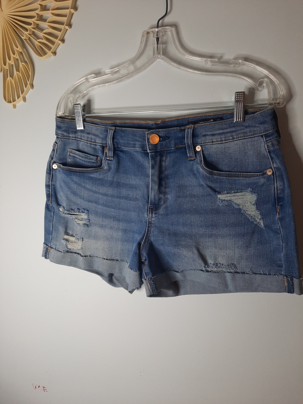 BlankNYC Sz 28 Light Blue Distressed Jean Shorts, Cuffed Hem, Casual, Summer